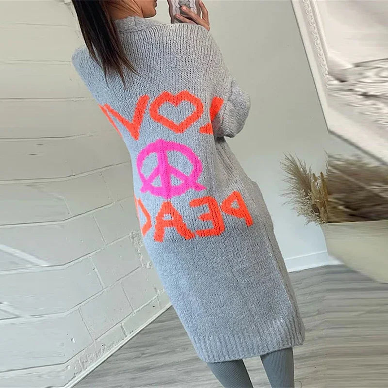 Casual Long Sleeve Loose Outerwear Sweaters Coat Autumn Winter Warm Knitted Long Cardigan Women Sweater Coats Streetwear Jumpers