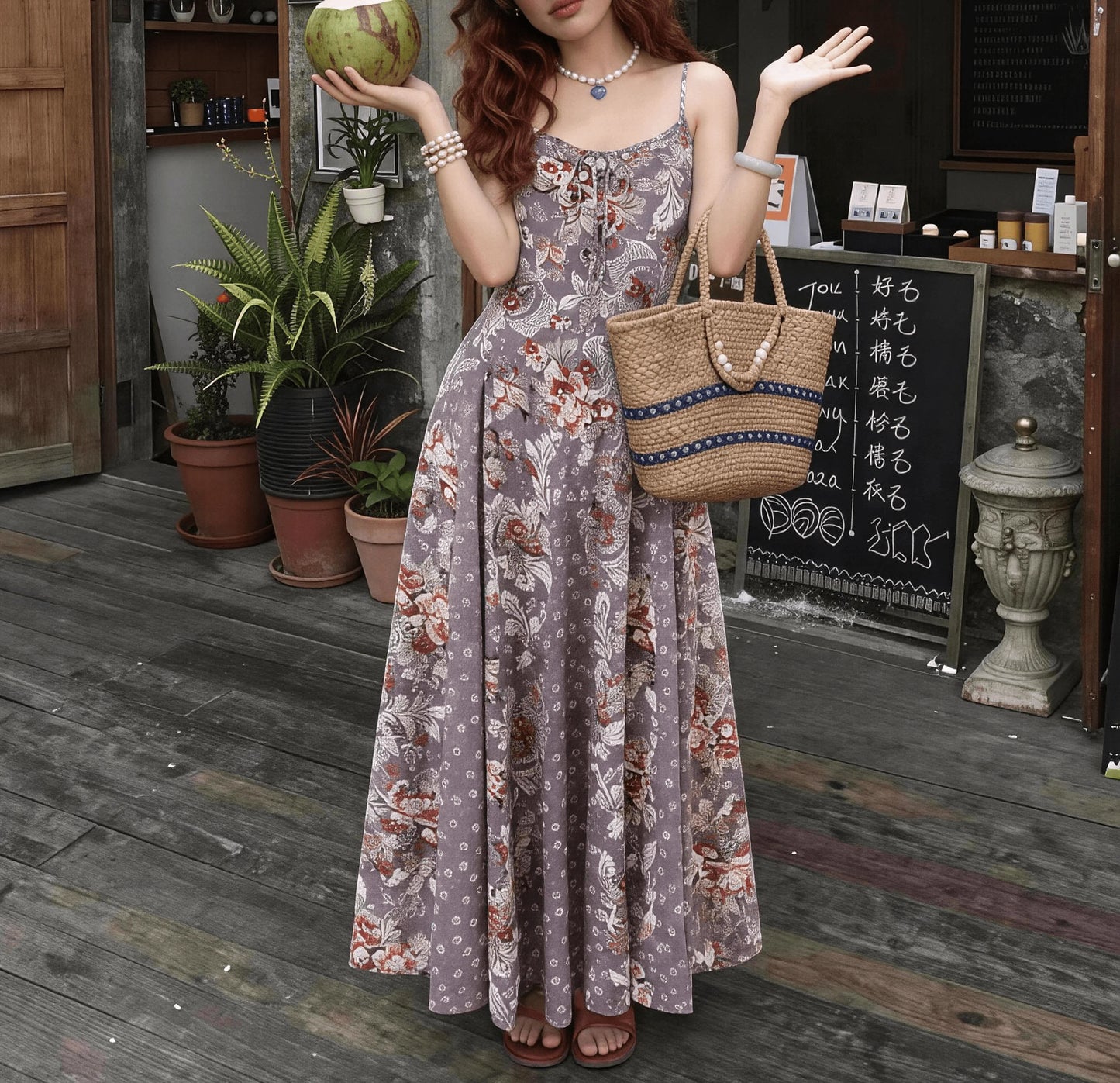 Bohemian Strappy Dresses for Women Summer Cotton Rayon Lavender Floral Printed Sexy Sleeveless Dress Boho Beach Robe Vestidos